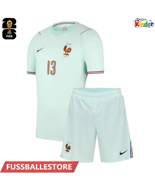 Günstige Frankreich Kante #13 Auswärts Trikotsatzt Kinder WM 2026 Kurzarm (+ Kurze Hosen)